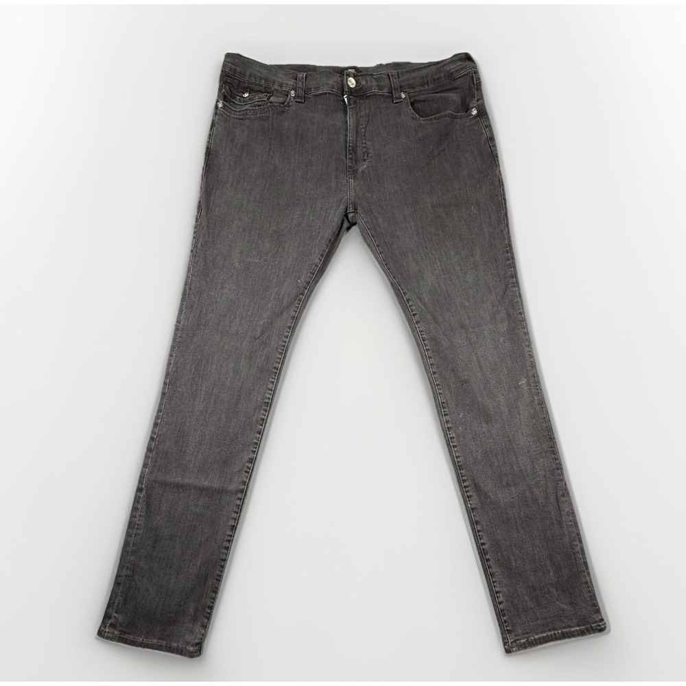 True Religion ROCCO Relaxed Skinny Jeans Black Denim Mens 44x33 Flap Pocket